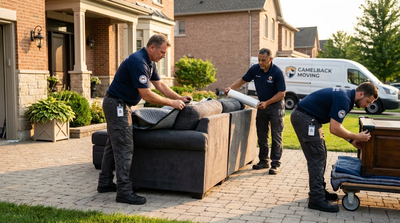 Large estate moving crew wrapping furniture in Maurice, LA